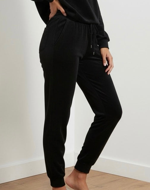 Women's Velvet Velour Drawstring Jogger Pants with Slant Pockets