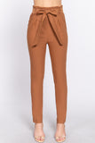 Women's Belted High Waisted Pegged Long Pants