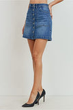 Women's Button Closure with Front Pockets Denim A-line Skirt