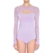 Women's Chest Cutout Mesh Long Sleeve Bodysuit Dusty Lavender, Medium
