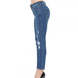 Women's 90's Styled Ripped Destructed Mid Rise Ankle Skinny Jeans