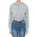 Womens Sherpa Lined French Terry Long Sleeve Cropped Zip Hoodie