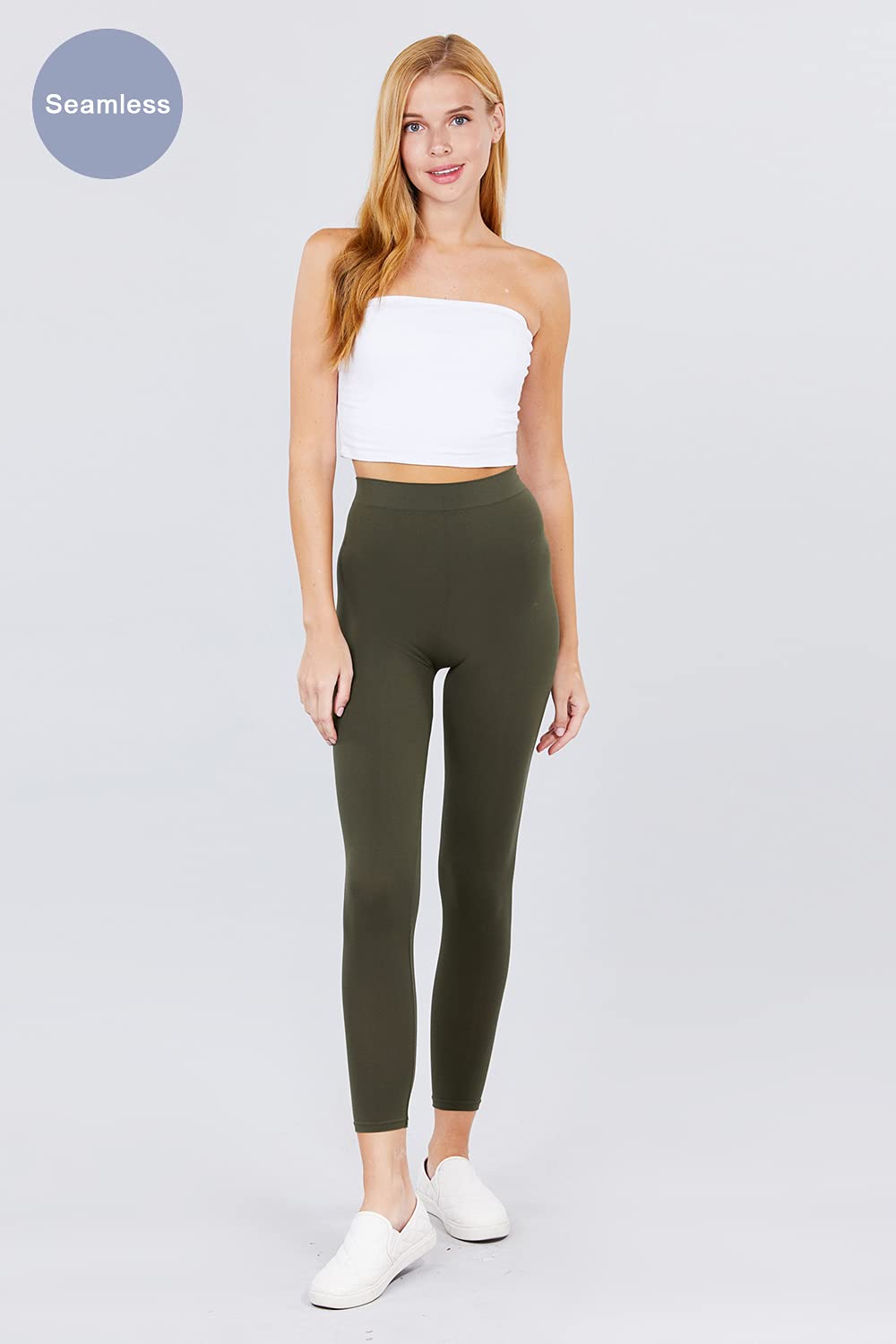 Khanomak Women's High Rise Elastic Waist Seamless Leggings
