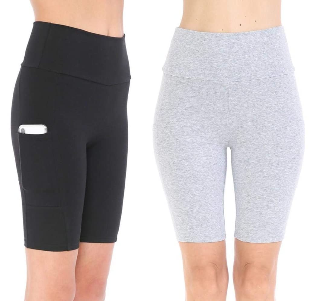 Women's High Waist Stretchy Bike Shorts With Pockets Plus Size