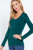 Khanomak Plain Casual Scoop Neck Long Sleeve Tee T-Shirt