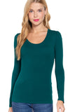 Khanomak Plain Casual Scoop Neck Long Sleeve Tee T-Shirt