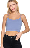Women's Round Neck Elastic Strap Two Ply Knit Cami Crop Top