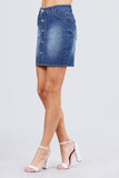 Khanomak Women Front Button High Waisted Stretchable Denim Jean Slim Mini Skirt…
