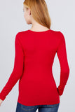 Khanomak Plain Casual Scoop Neck Long Sleeve Tee T-Shirt