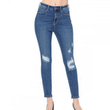 Women's 90's Styled Ripped Destructed Mid Rise Ankle Skinny Jeans