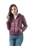 Long Sleeve Light Weight Hooded Packable Down Jacket with Carry Bag