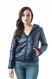 Long Sleeve Light Weight Hooded Packable Down Jacket with Carry Bag