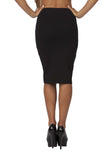 Hollywood Star Fashion Women's Exposed Zip Front High Waisted Thick Stretch Pencil Skirt
