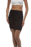 Hollywood Star Fashion Double Layered Knot Front midi Skirt with Elastic Waist Band