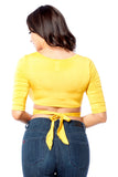 Half Sleeve Knotted Back Crop Top