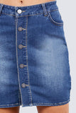 Khanomak Women Front Button High Waisted Stretchable Denim Jean Slim Mini Skirt…