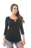 Khanomak 3/4 Sleeve Keyhole Neck Top