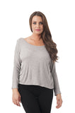 Dolman Long Sleeve Round Neck Top (Medium, Heather Grey)