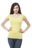 Cap sleeve top with lace contrast on the back Plus Size