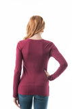 Khanomak Plain Casual Scoop Neck Long Sleeve Tee T-Shirt
