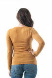 Khanomak Plain Casual Scoop Neck Long Sleeve Tee T-Shirt