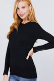 Women Long Sleeve With Snap Button Detail Crew Neck Viscose Lounge Sweater