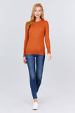 Women Long Sleeve With Snap Button Detail Crew Neck Viscose Lounge Sweater