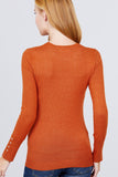 Women Long Sleeve With Snap Button Detail Crew Neck Viscose Lounge Sweater