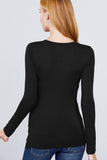 Khanomak Plain Casual Scoop Neck Long Sleeve Tee T-Shirt