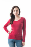 Khanomak Plain Casual Scoop Neck Long Sleeve Tee T-Shirt