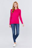 Women Long Sleeve With Snap Button Detail Crew Neck Viscose Lounge Sweater