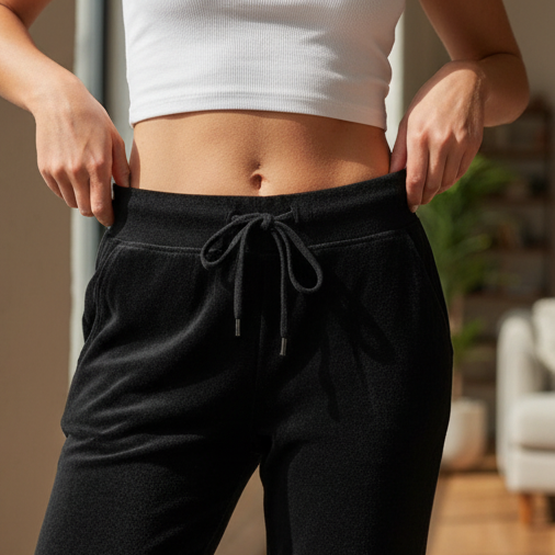 Women's Velvet Velour Drawstring Jogger Pants with Slant Pockets