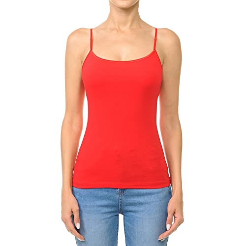 CAICJ98 Sports Bras For Women Tank With Built In Bra Womens Tank Tops  Adjustable Strap Stretch Cotton Camisole With Built In Padded Shelf Bra  Red,D 