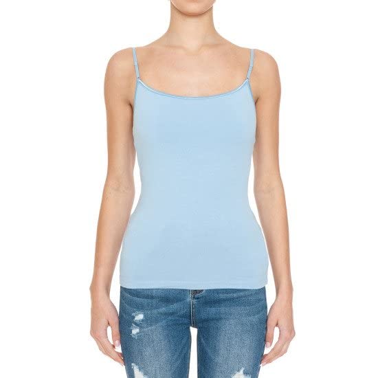 Workout Tank Tops With Built In Bra Light Blue Nylon 1PC Camisole