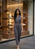 Tencel Sleeveless Jumpsuit with Cargo Pockets