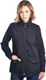 Khanomak High Neck Long Sleeve Drawstring Waist Long Cotton Utility Anorak Jacket