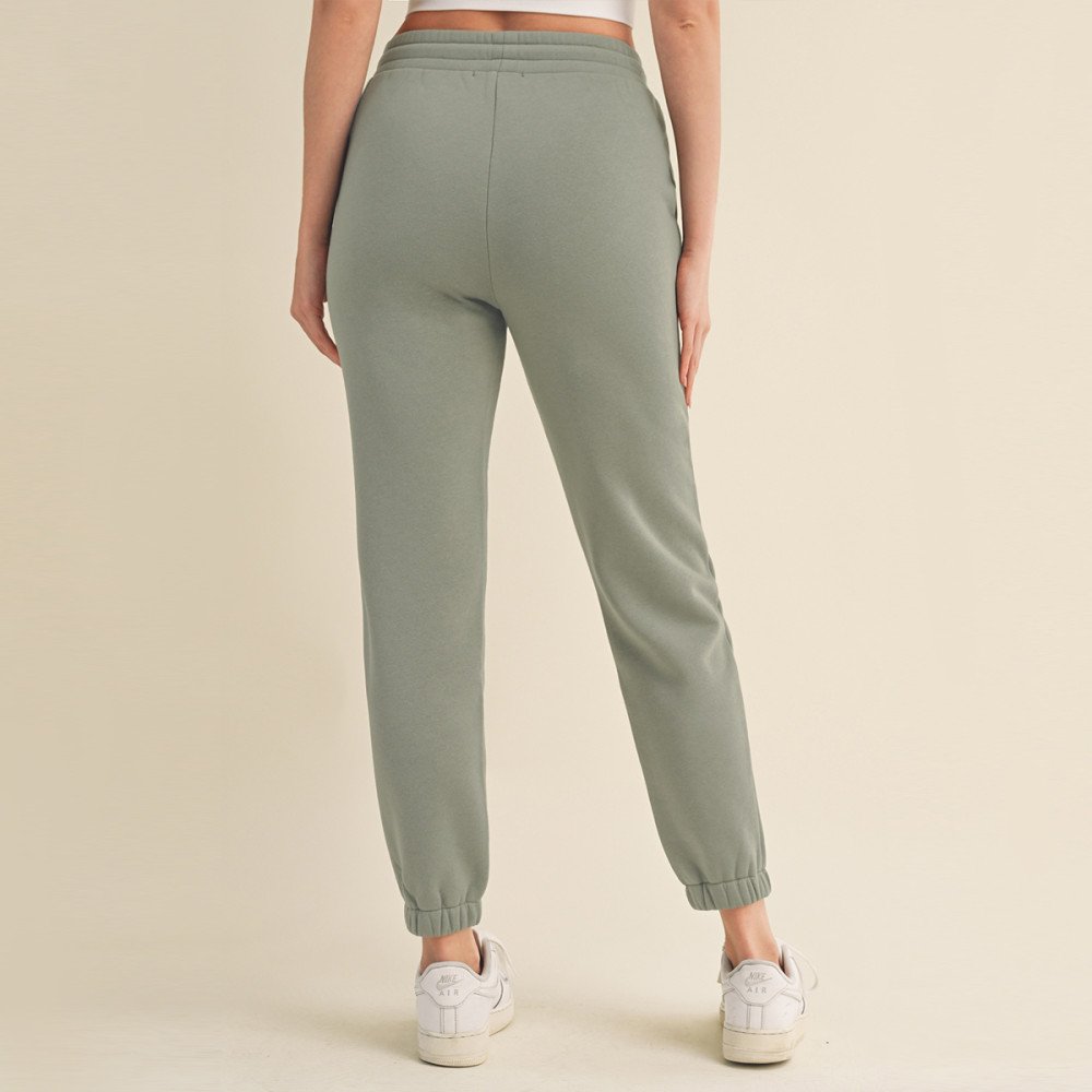 Women's Basic Elastic Waist Cuffed Ankle Fleece Jogger pants