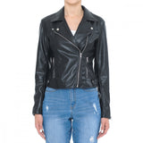 Women's Zipper Closure Assymetric Biker Leather Jacket