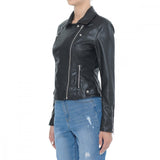 Women's Zipper Closure Assymetric Biker Leather Jacket