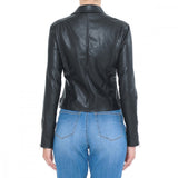 Women's Zipper Closure Assymetric Biker Leather Jacket