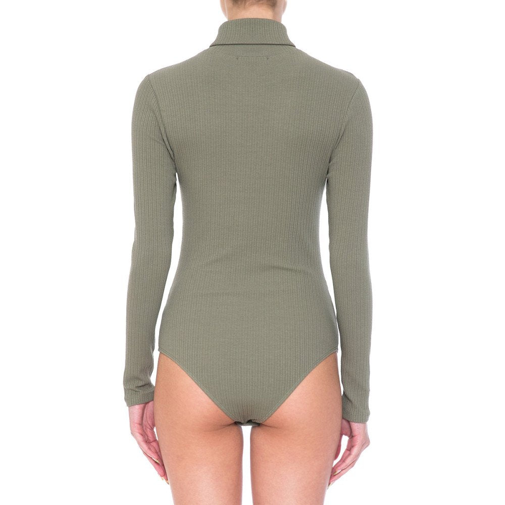 Women's Multi-Ribbed Turtleneck Long Sleeve Bodysuit