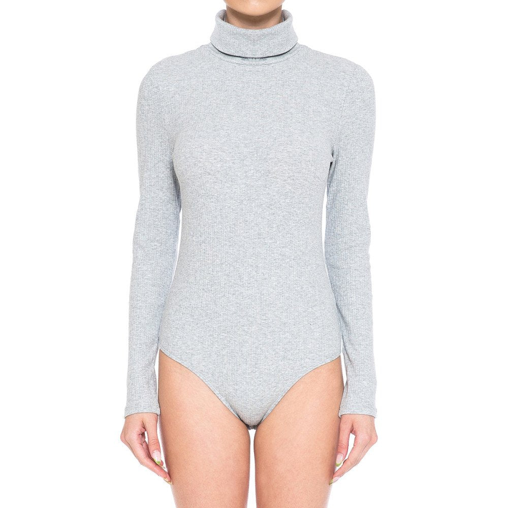 Women's Multi-Ribbed Turtleneck Long Sleeve Bodysuit