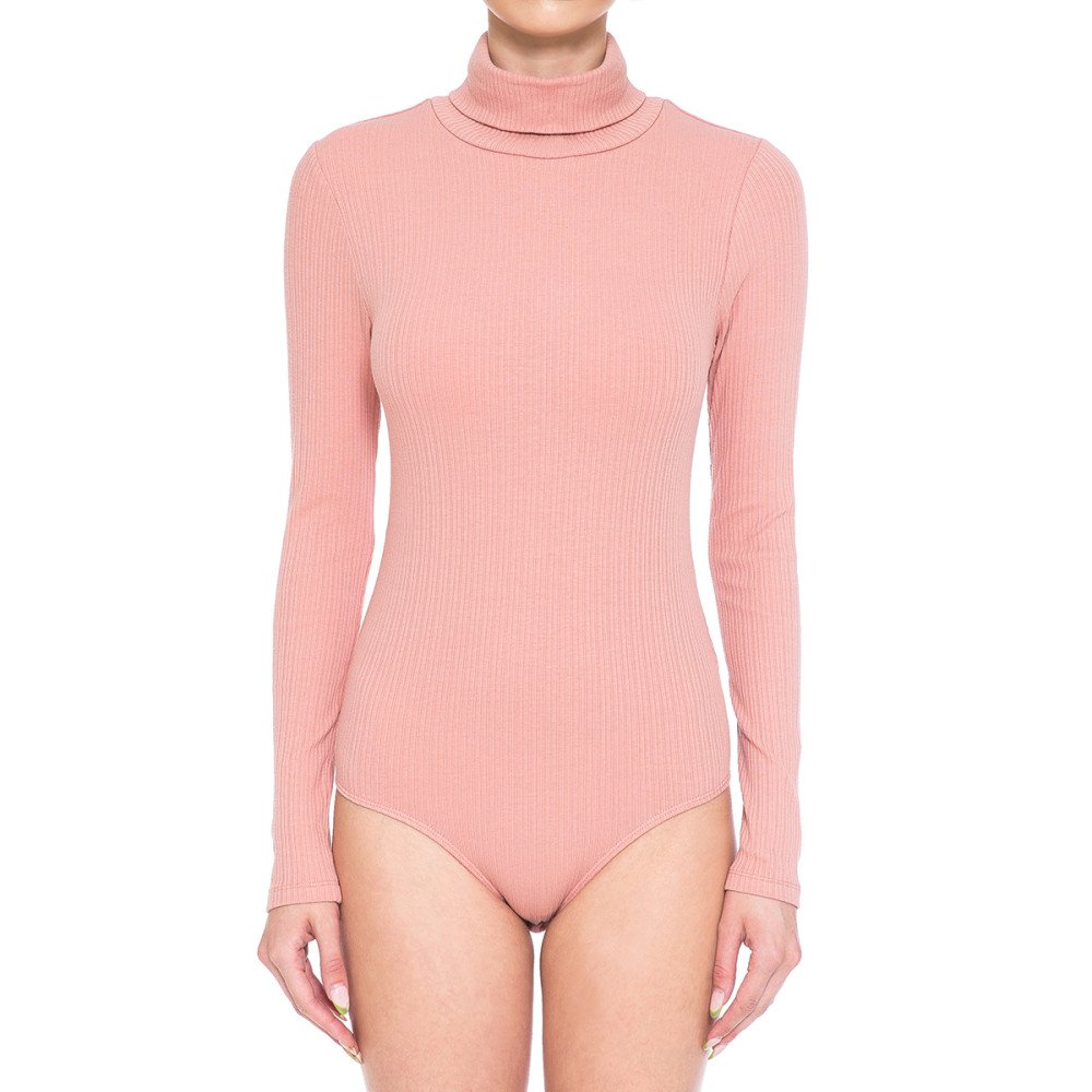 Women's Multi-Ribbed Turtleneck Long Sleeve Bodysuit