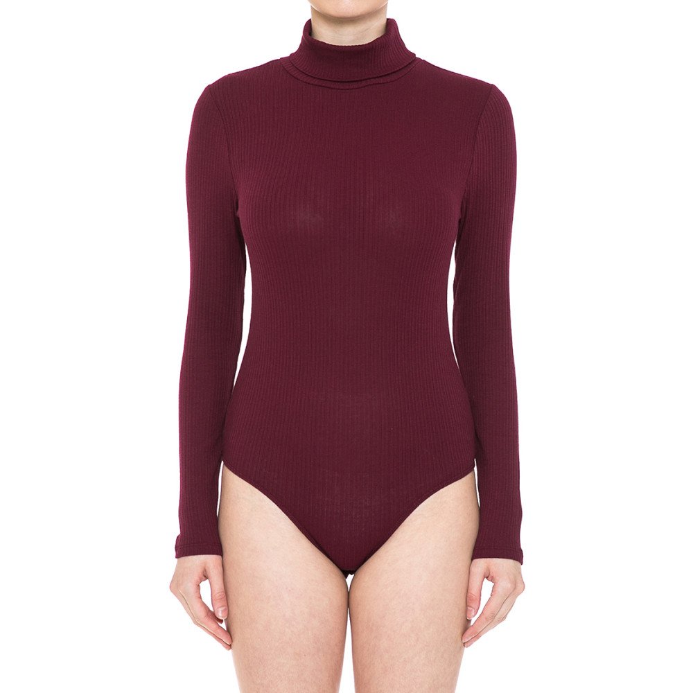 Women's Multi-Ribbed Turtleneck Long Sleeve Bodysuit