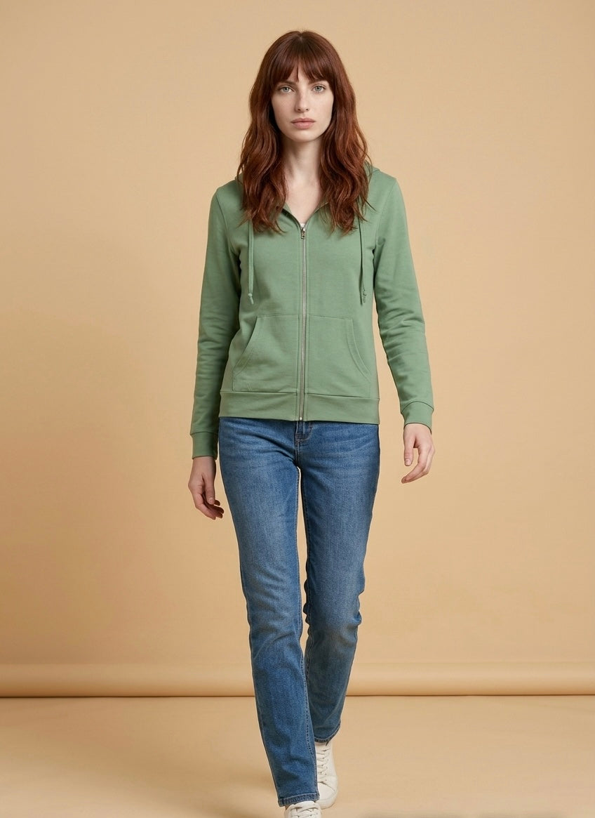 Long Sleeve Zipper French Terry Jacket with Kangroo Pocket