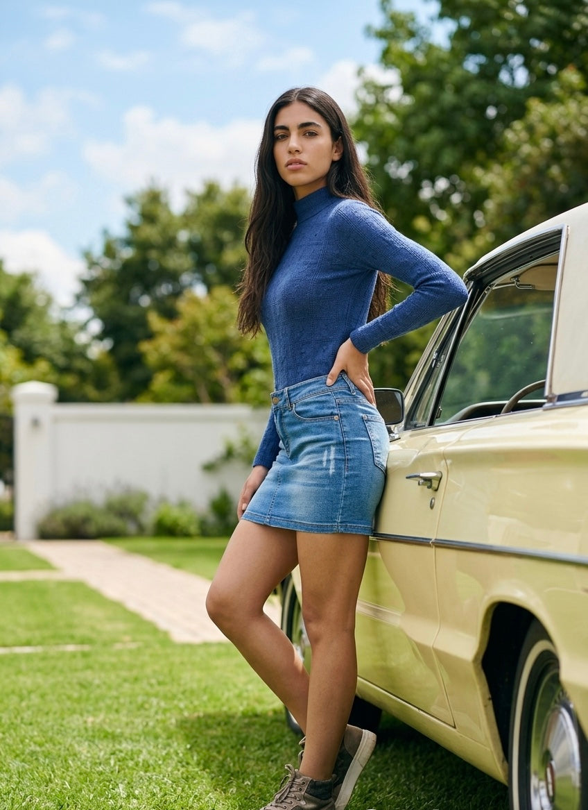 Women’s Mid Rise Denim Mini Skirt Stretch Casual Summer Jean Skirt 5 Pocket