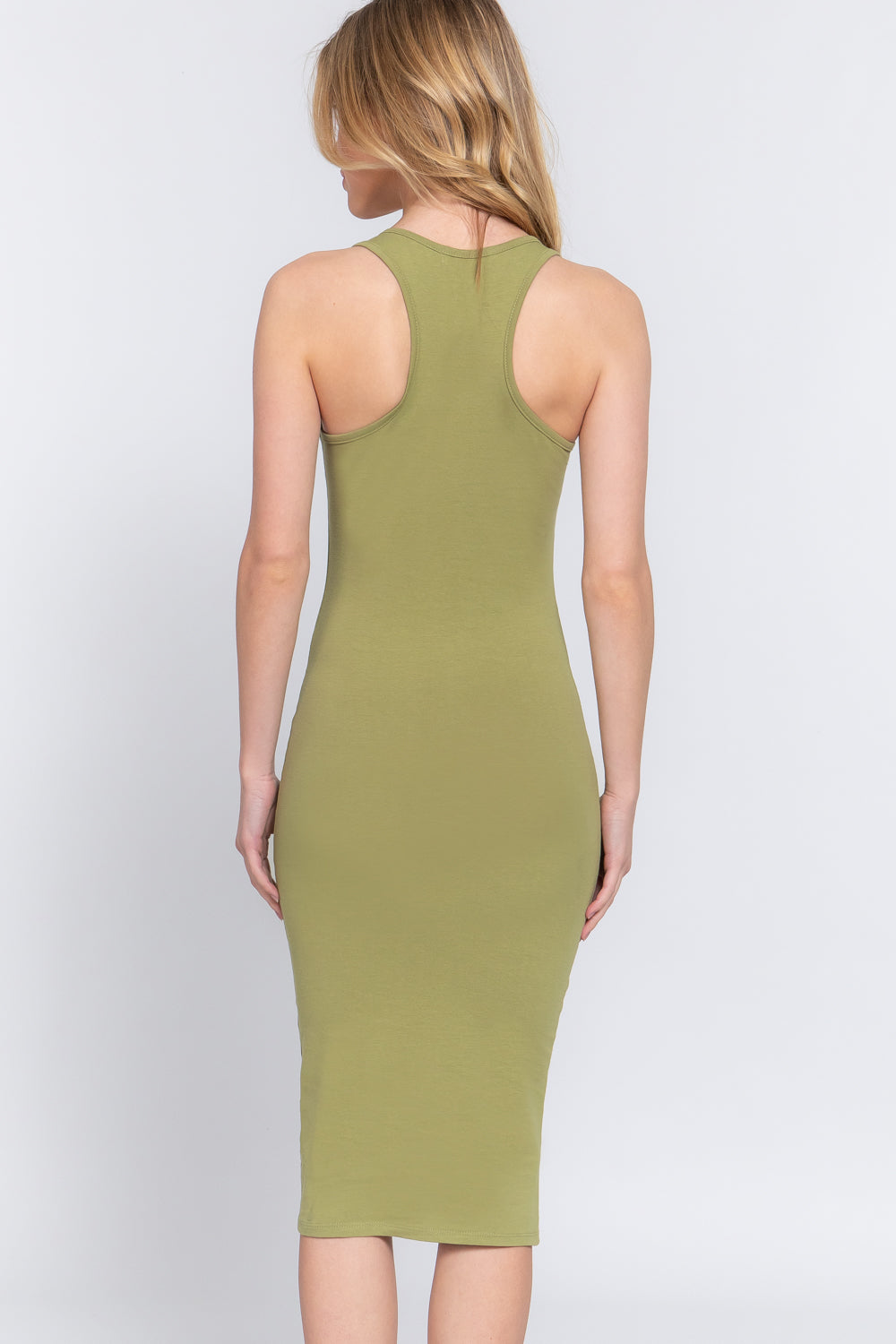 Women's Scoop Neck Racerback Sleeveless Midi Dress
