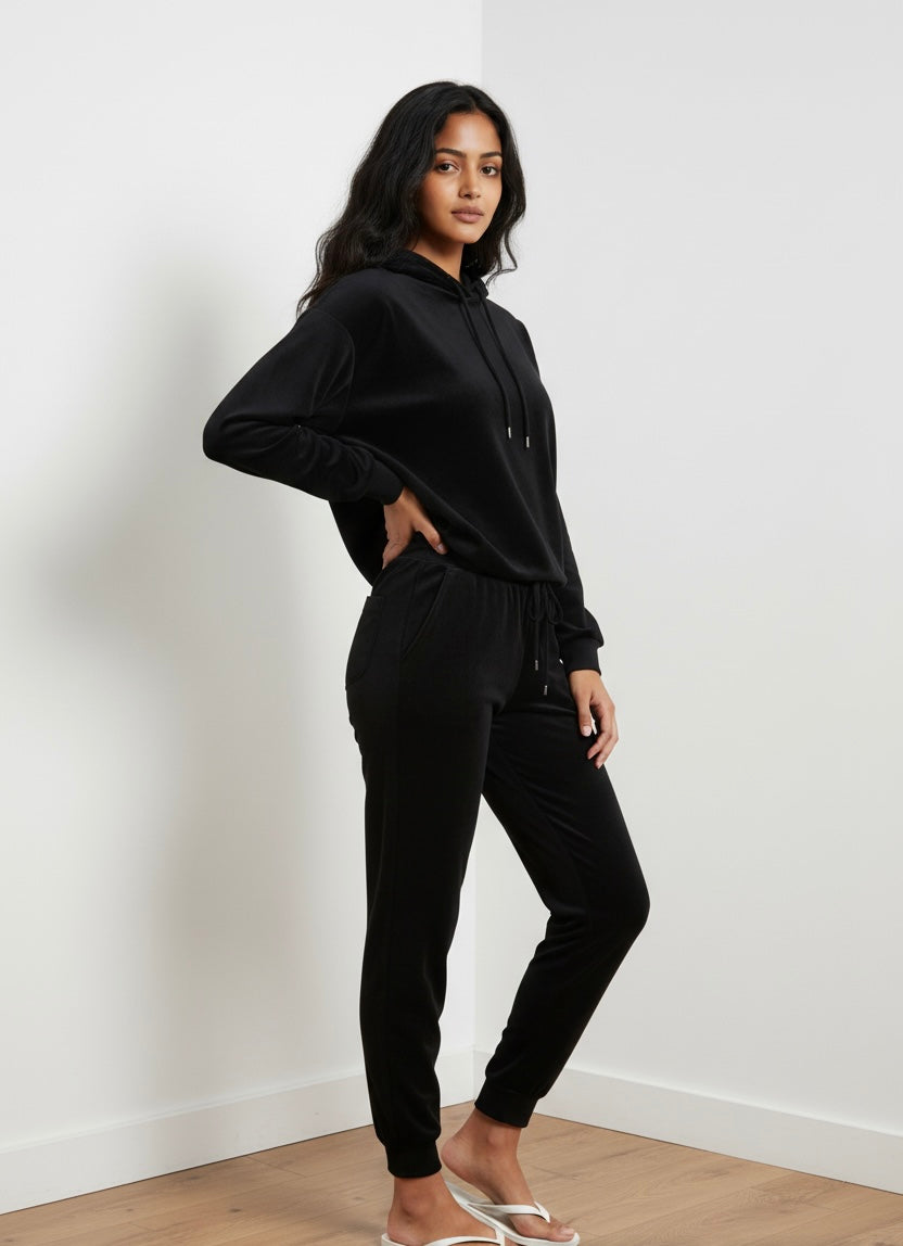 Women's Velvet Velour Drawstring Jogger Pants with Slant Pockets
