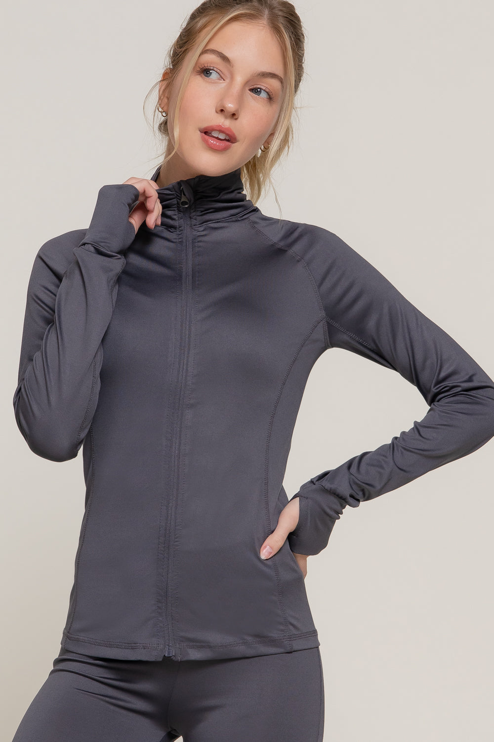 Women's Long Sleeve Zip Up Athletic Wear Sweater Work Out Jacket