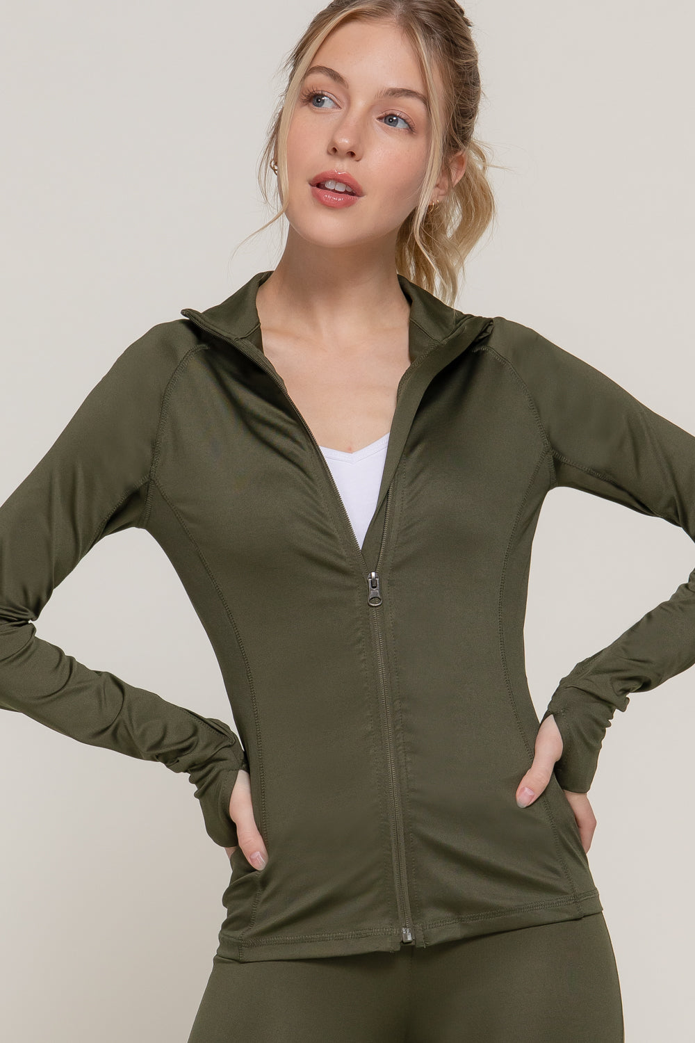Women's Long Sleeve Zip Up Athletic Wear Sweater Work Out Jacket